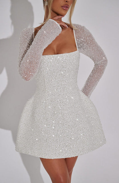 Shimmering trendy evening mini dress for women | Triselle -7