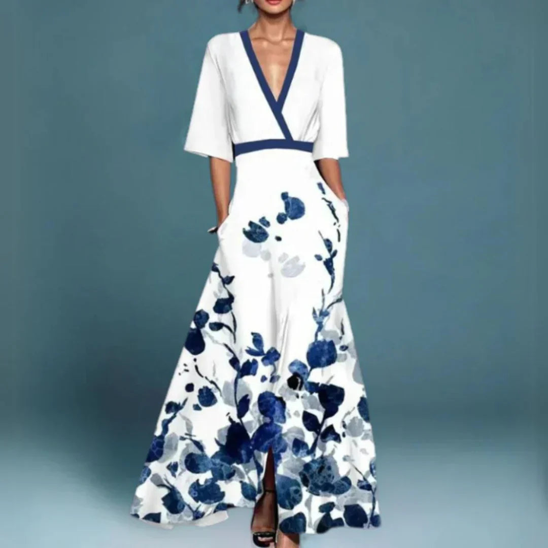 Elegant floral flowing maxi dress for women | Jill -2