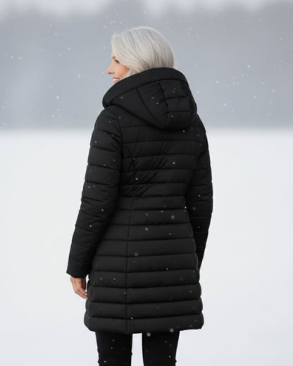 Layered Fleece-lined puffer coat with A-line silhouette for women | Jami
