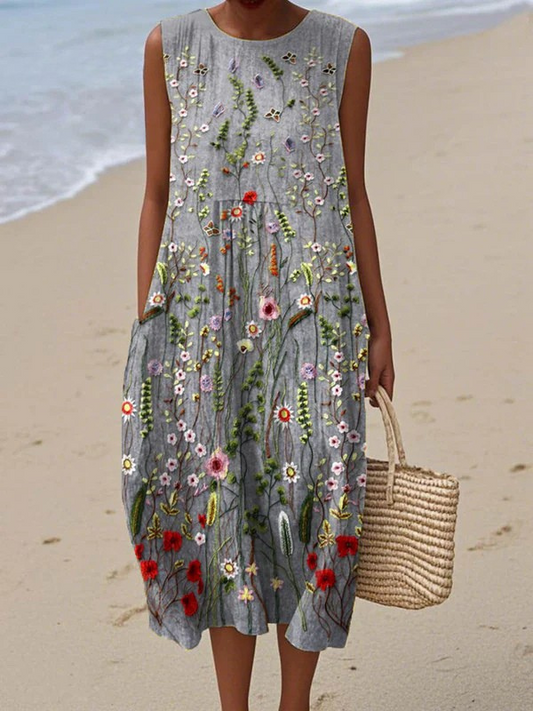 Effortless sleeveless midi dress for women | Helen -1