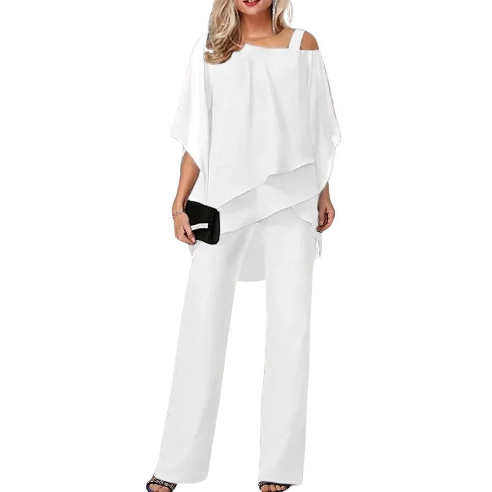 Elegant chiffon formal festive pantsuit for women -4