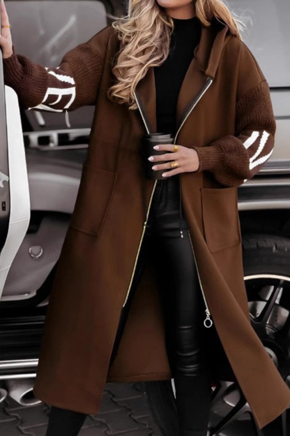 Waxed Hooded jacket with knitted sleeves for women | Peggy