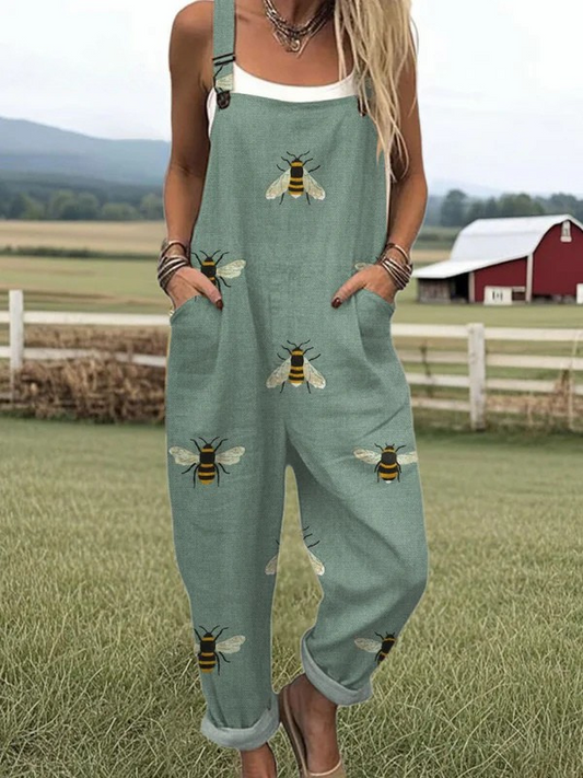 Loose Casual printed jumpsuit for women | Garden Whimsy