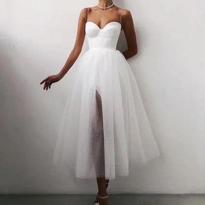 Laced Elegant strapless tulle dress for women | Elise