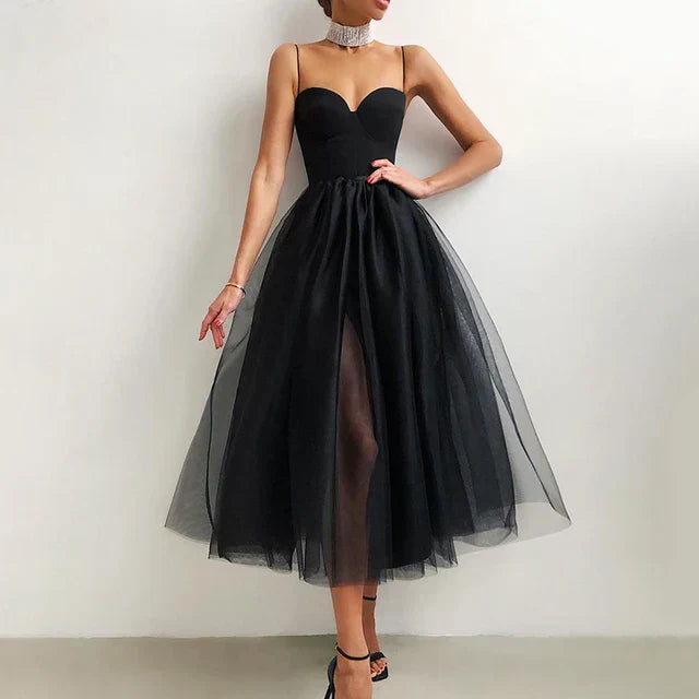 Laced Elegant strapless tulle dress for women | Elise