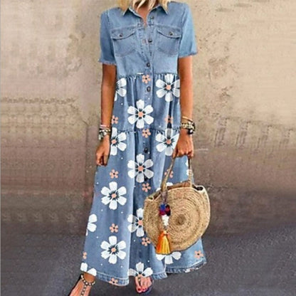 Empire Floral shirt dress with button front for women | Kirra