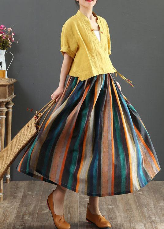 Striped A-line midi skirt for women | Marbella -2
