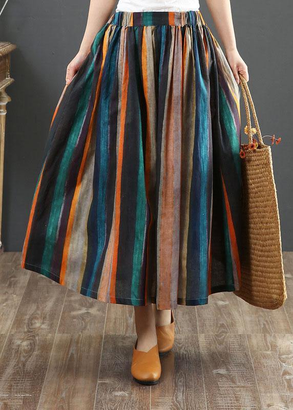 Striped A-line midi skirt for women | Marbella -3