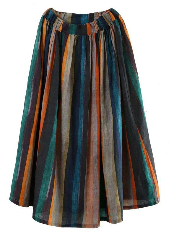 Striped A-line midi skirt for women | Marbella -5