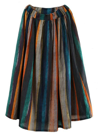Striped A-line midi skirt for women | Marbella -5