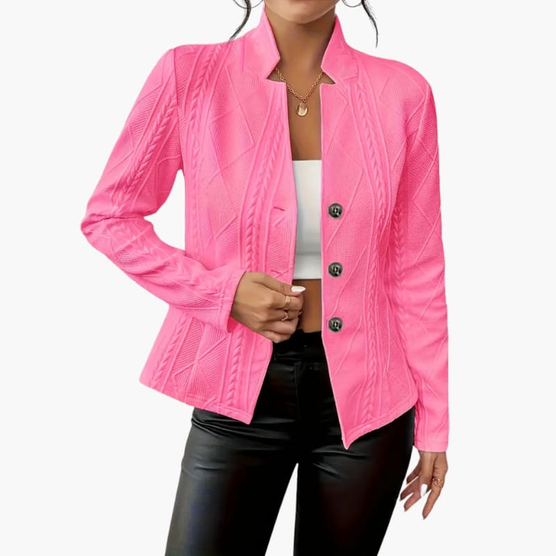 Tailored lapel button blazer for women -4