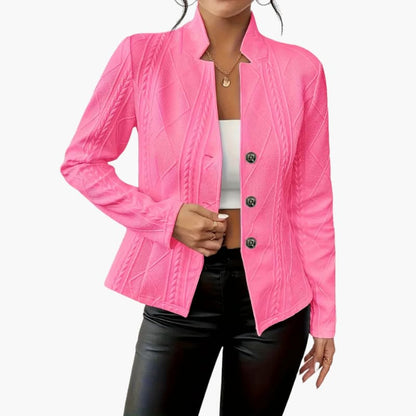 Tailored lapel button blazer for women -4