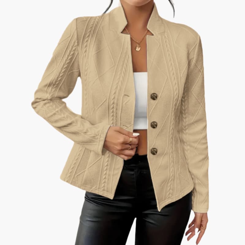 Tailored lapel button blazer for women -3