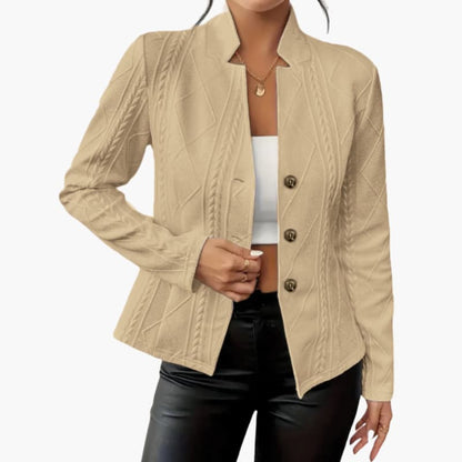 Tailored lapel button blazer for women -3