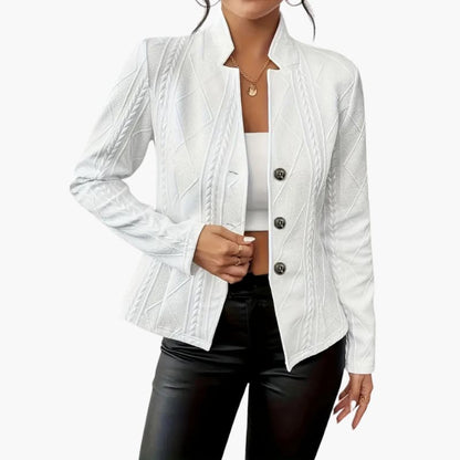 Tailored lapel button blazer for women -2