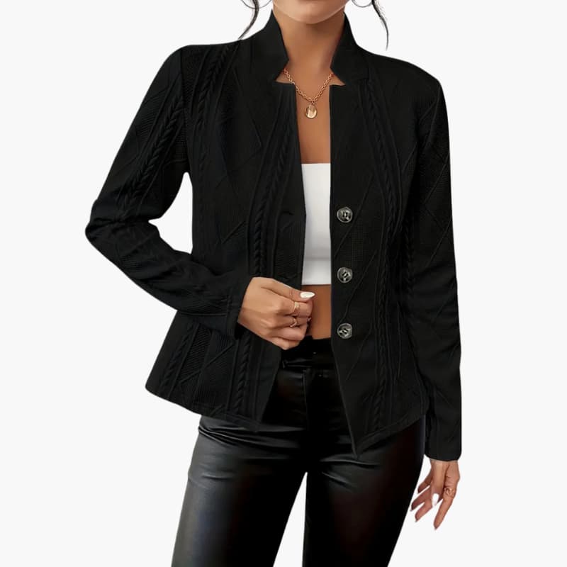 Tailored lapel button blazer for women -6