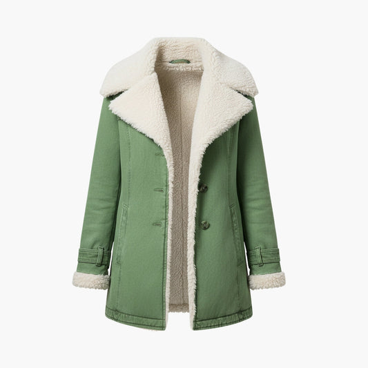 Warm high-collar zip winter jacket for women -1