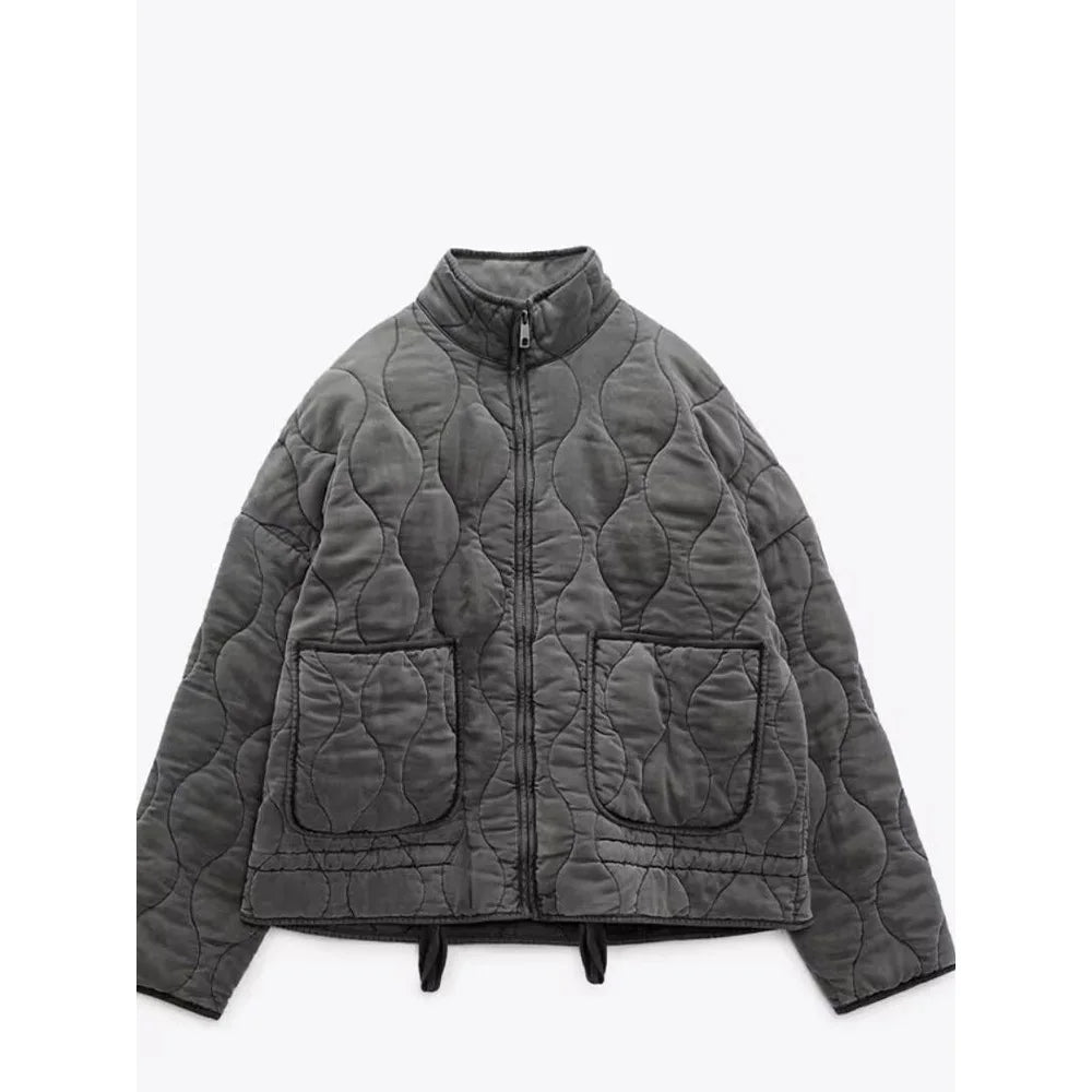 Quilted puffer jacket with drawstring hem for women | Marielle -2