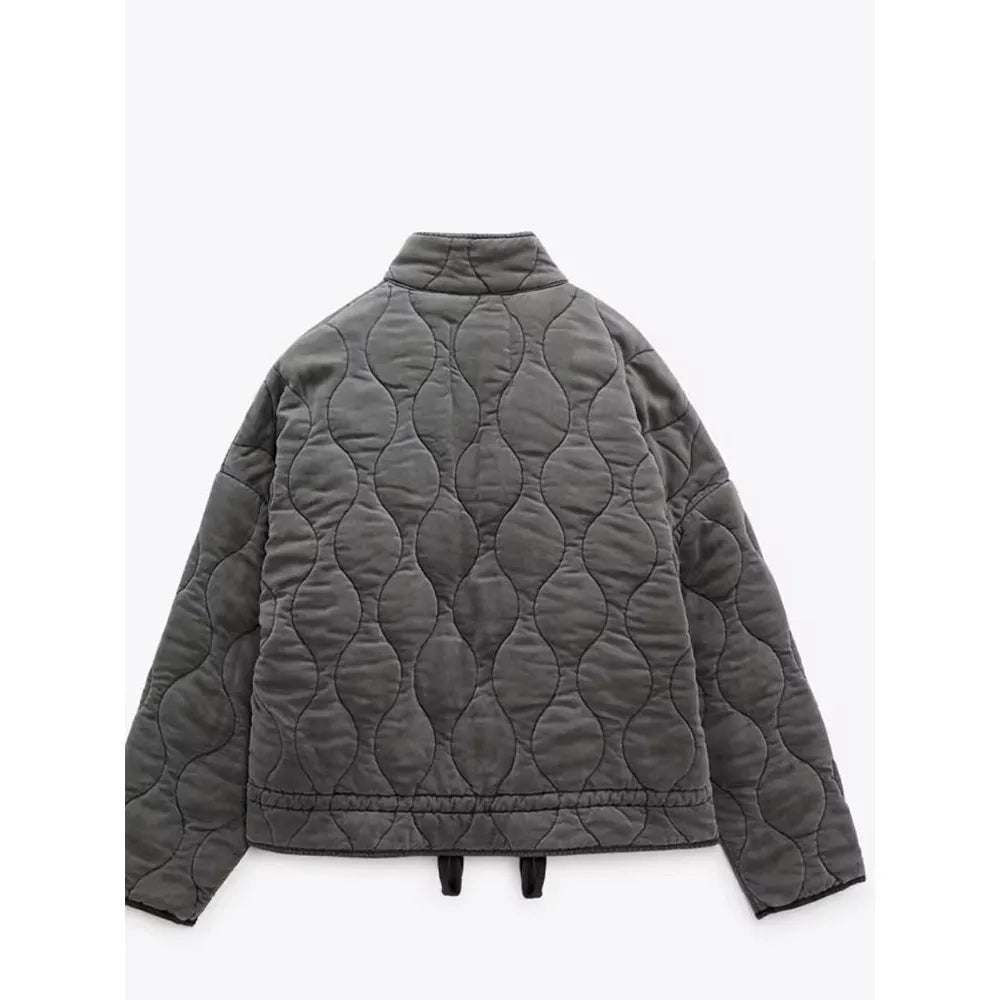Quilted puffer jacket with drawstring hem for women | Marielle -3