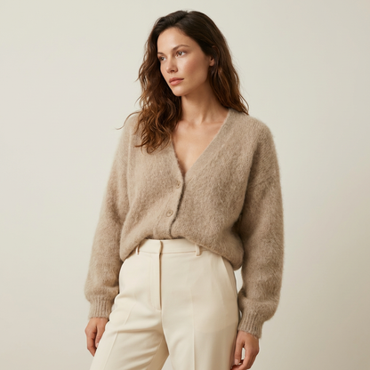Artisan Cardigan sweater with refined knit design for women | Amara