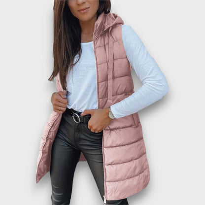 Sleeveless hooded puffer vest for women | Kaira -10