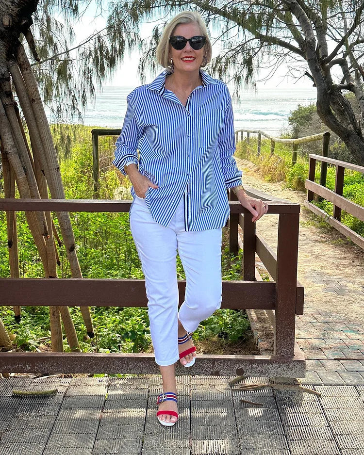 Printed Easy elegance striped blouse for women | Diane