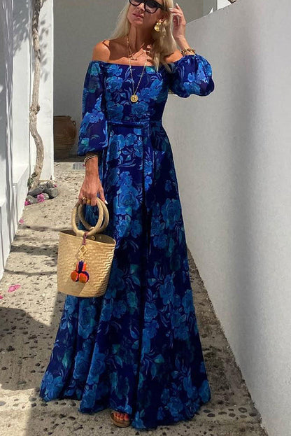 Modern Floral off-shoulder maxi dress for women | Calista