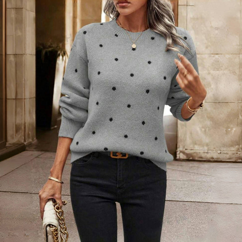 Classic polka dot knitted casual sweater for women | Nina -7