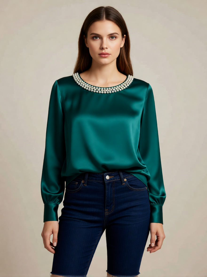 Elegant round-neck everyday top for women | Perlisse -10
