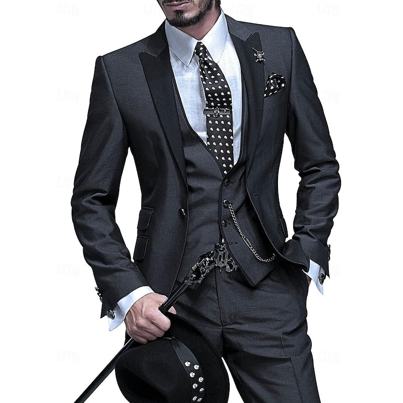Tailored three-piece suit set with waistcoat for men -4