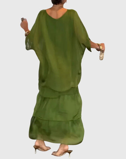 Muted Long flowing elegant dress for women | Clara
