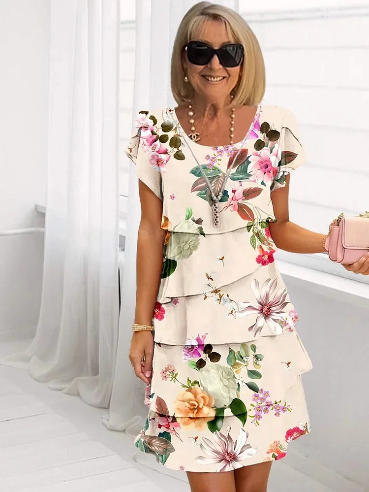 Feminine floral tiered midi dress for women | Millicent -6