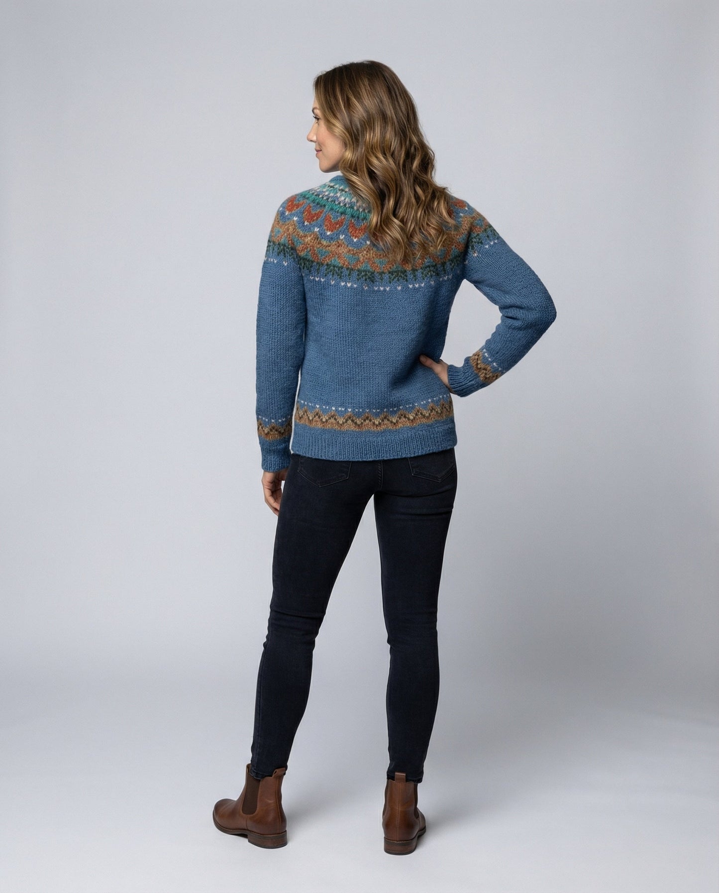 Vintage Icelandic knit relaxed jumper for women -3