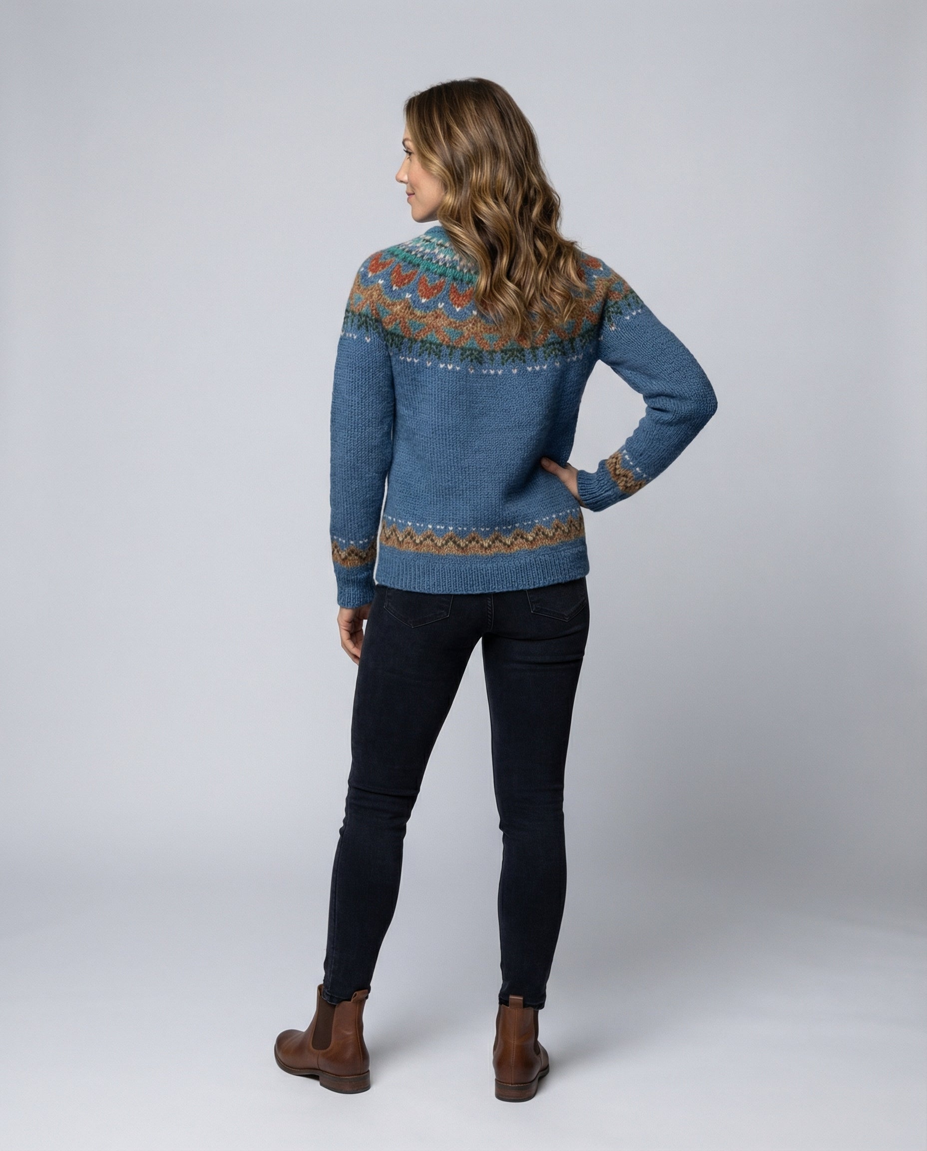 Vintage Icelandic knit relaxed jumper for women -3