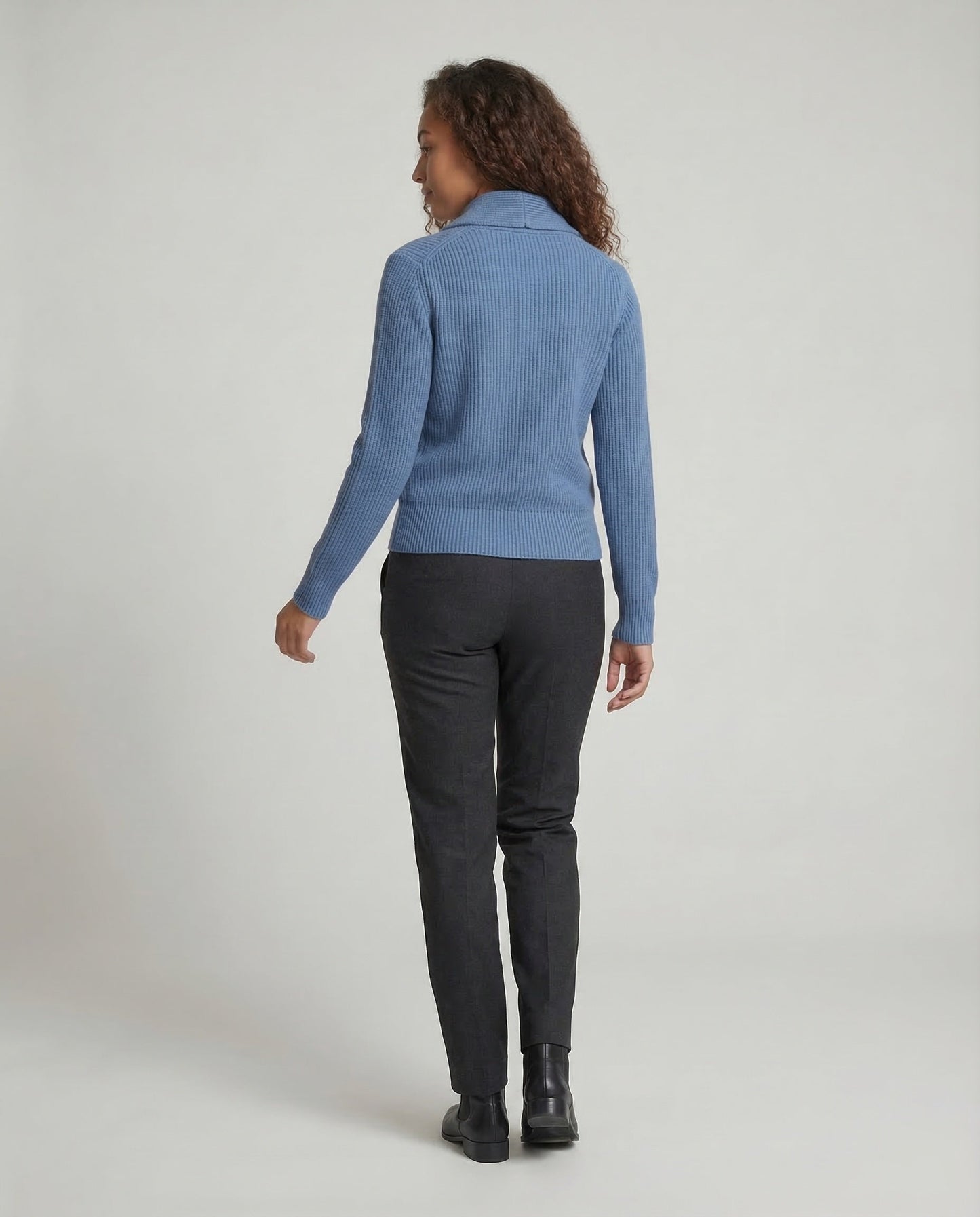 Elegant lapel-collar longline knit cardigan for women -4