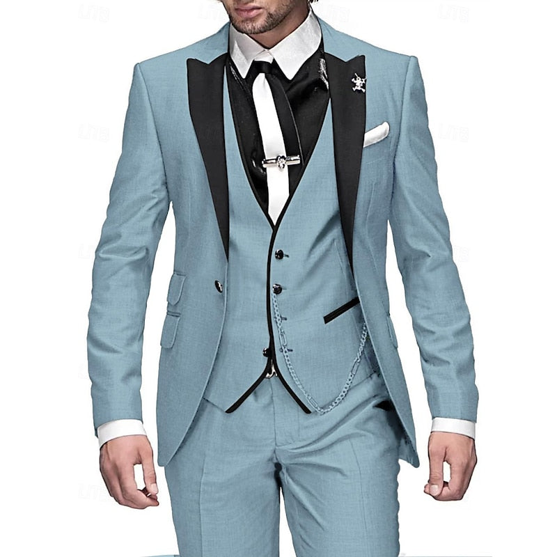 Tailored three-piece suit set with waistcoat for men -7