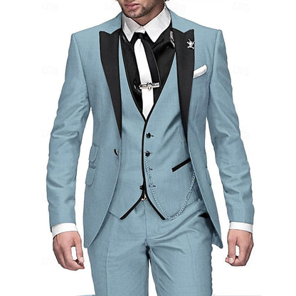 Tailored three-piece suit set with waistcoat for men -7
