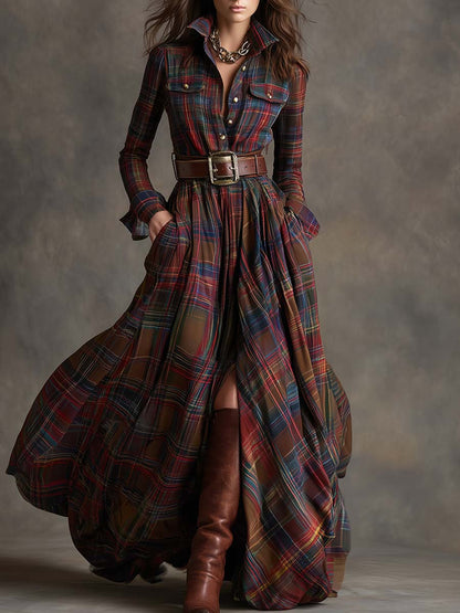 Belted flared shirt dress for women | Harriet -4