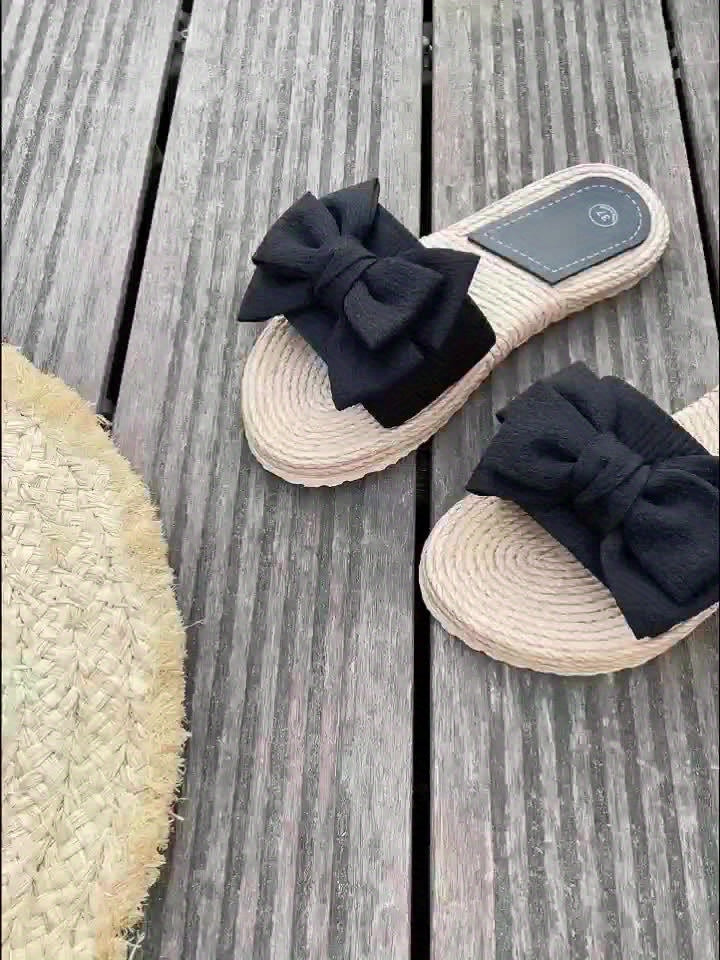 Feminine bow detail flat summer sandals for women | Revie -7
