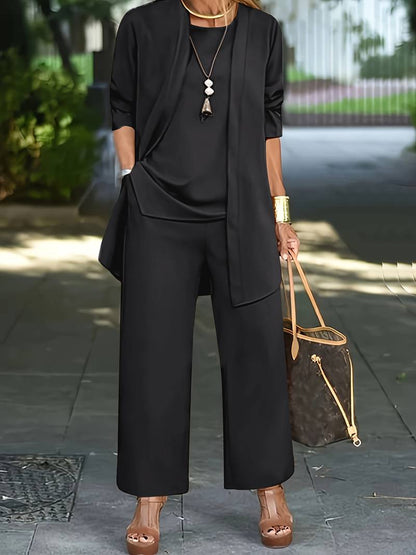 Chic three-piece tailored pant set for women -5