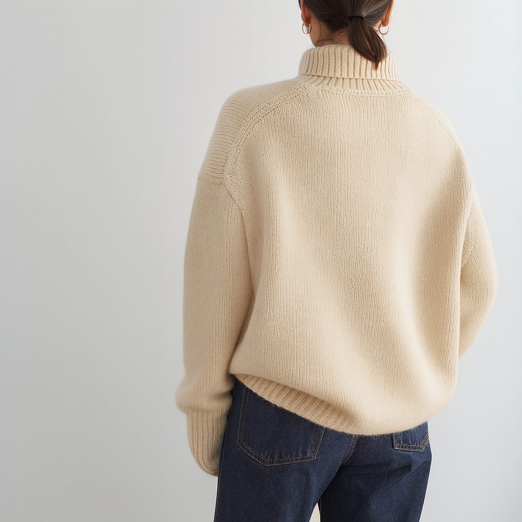 Relaxed cosy turtleneck cashmere sweater for women | Casvian -2