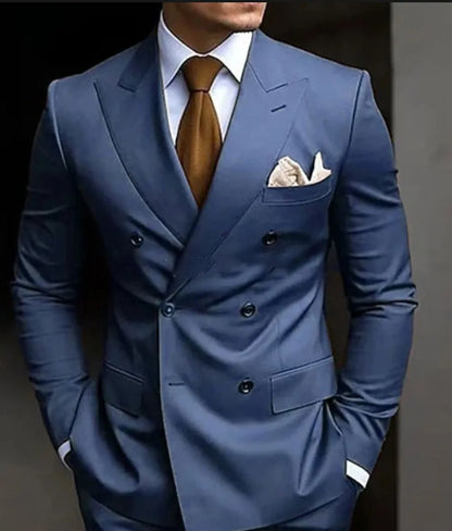 Slim-fit double-breasted formal suit for men | Alaric -5