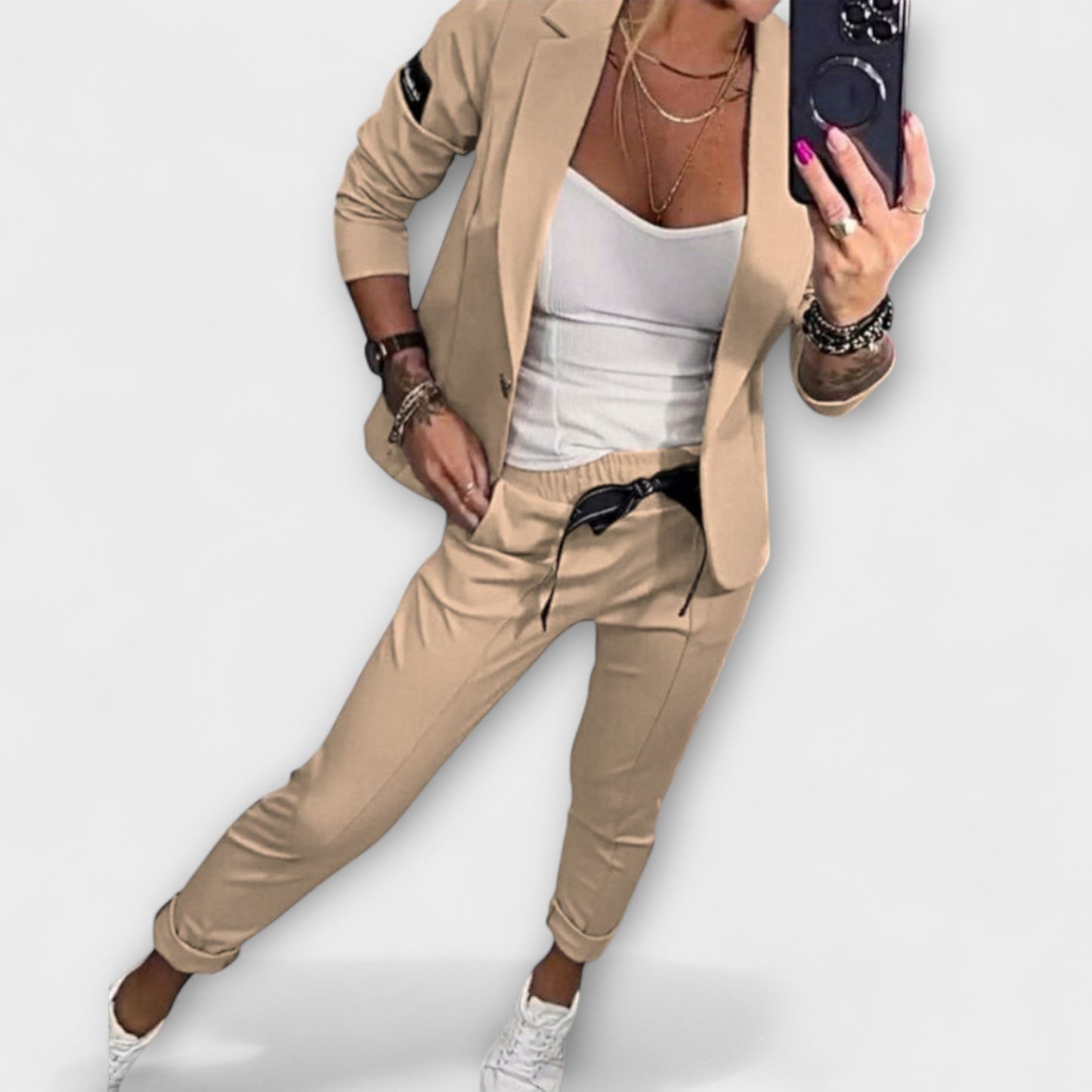 Coordinated jacket and pants suit set for women | Malou -7