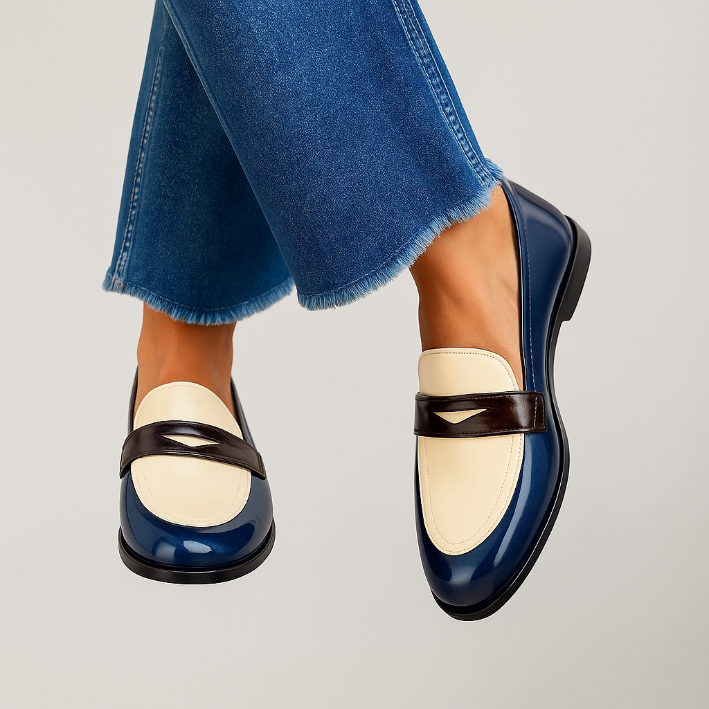 Modern Two-tone loafers with contrast detail for women | Claudia