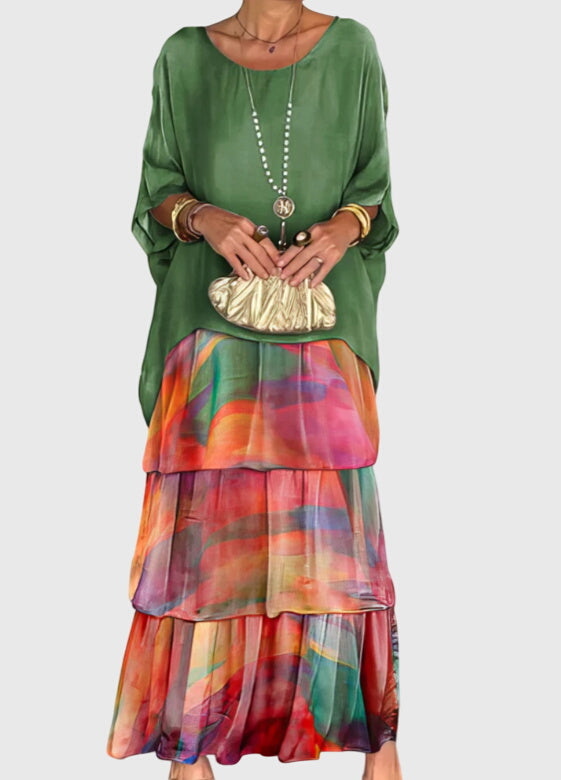 Muted Long flowing elegant dress for women | Clara