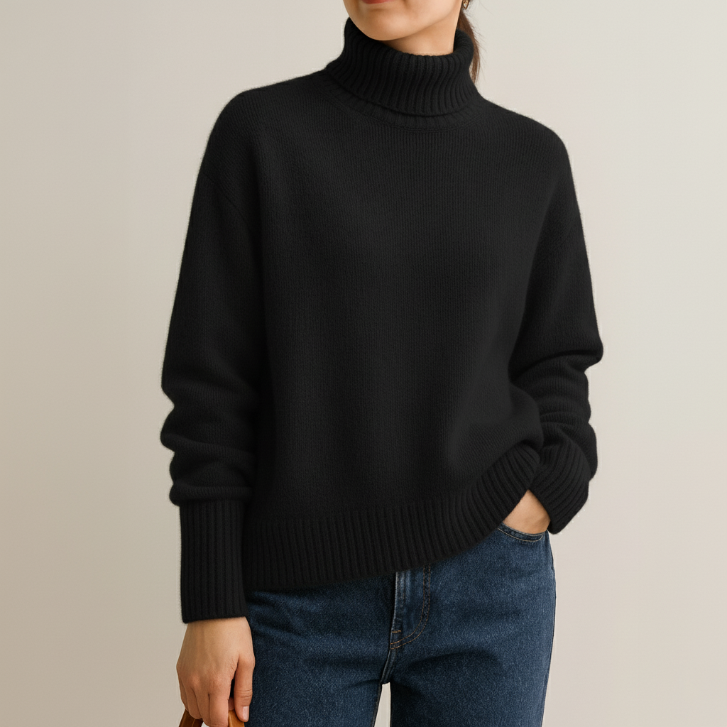 Relaxed cosy turtleneck cashmere sweater for women | Casvian -8