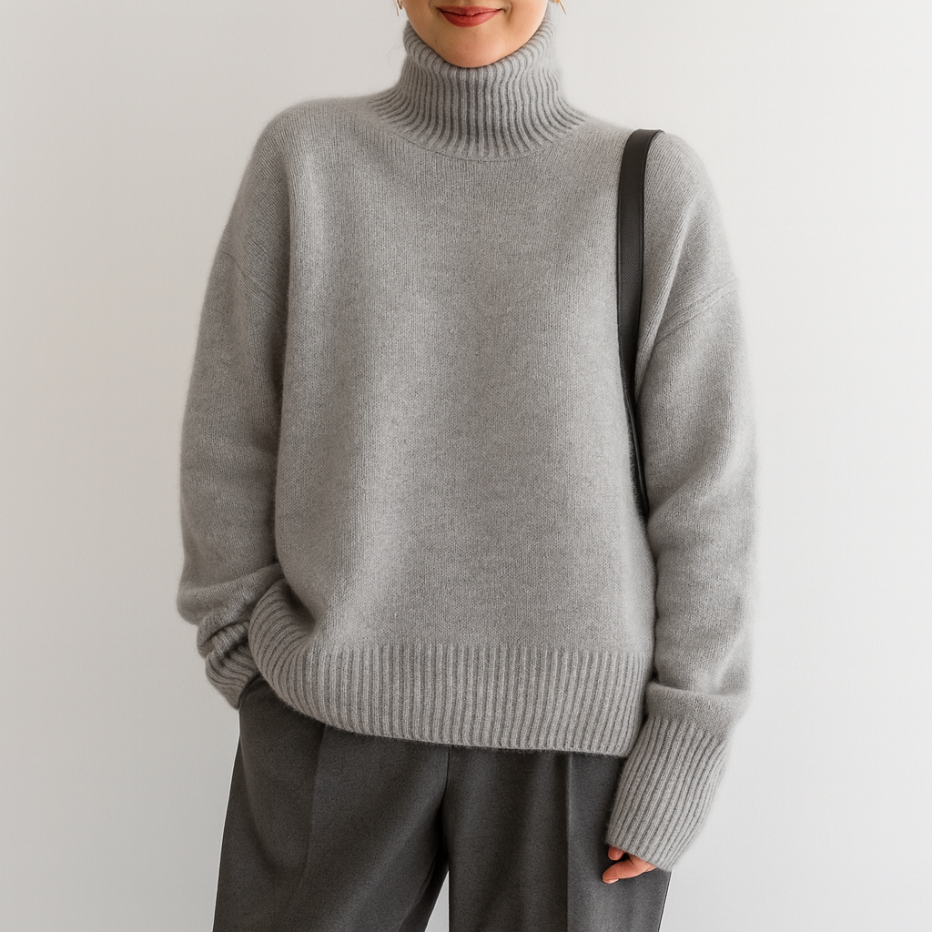 Relaxed cosy turtleneck cashmere sweater for women | Casvian -6