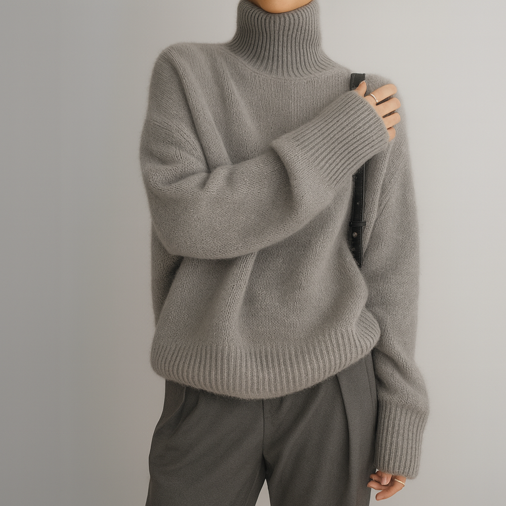Relaxed cosy turtleneck cashmere sweater for women | Casvian -5