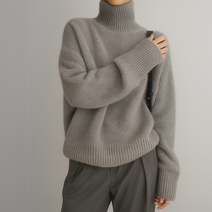 Relaxed cosy turtleneck cashmere sweater for women | Casvian -5