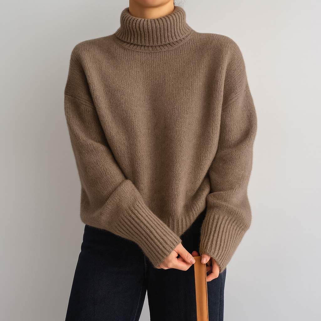 Relaxed cosy turtleneck cashmere sweater for women | Casvian -7